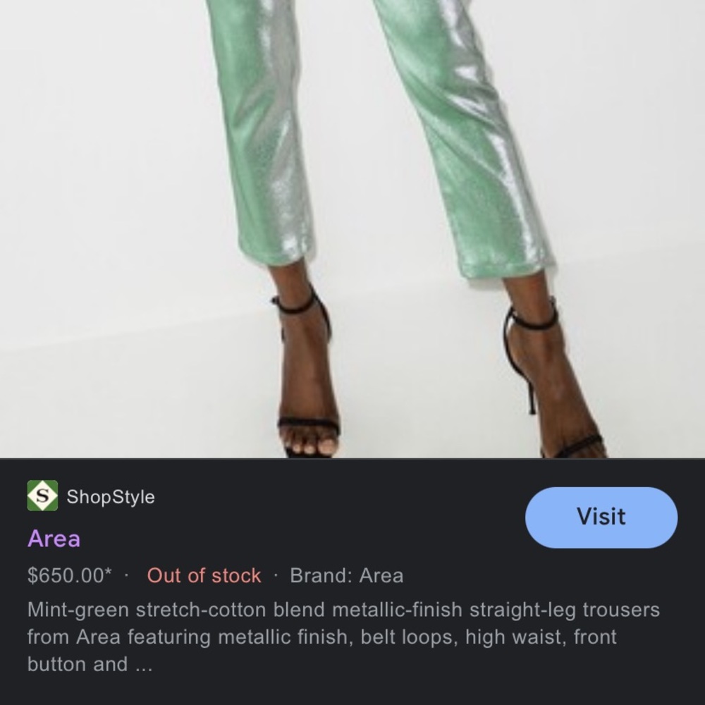 Area Straight Leg Metallic Trousers , brand New . Sold out - Picture 3 of 7